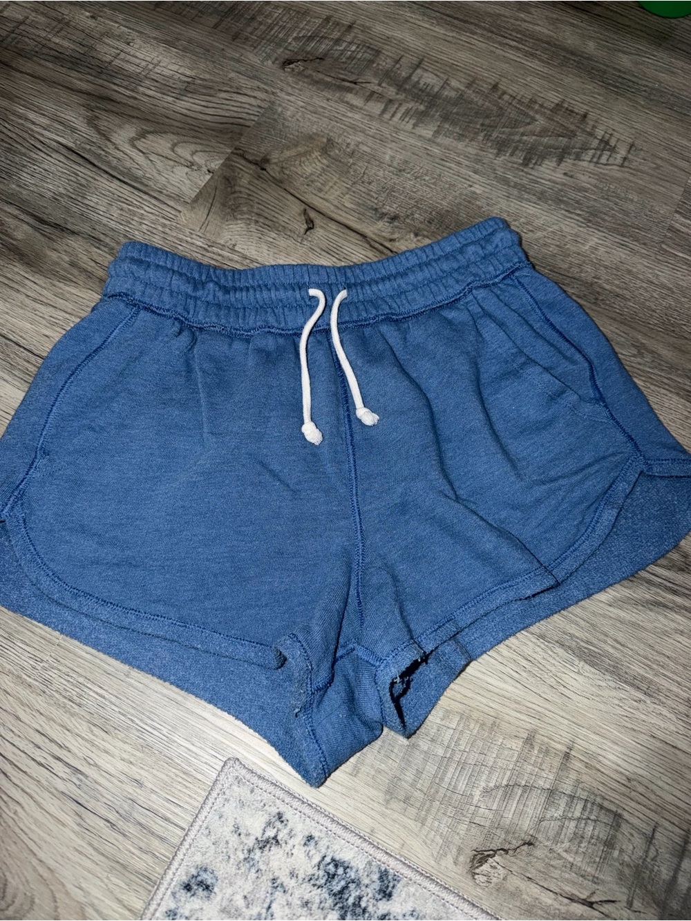 SO Blue Elastic Waist Athletic Lounge Shorts with White Drawstring